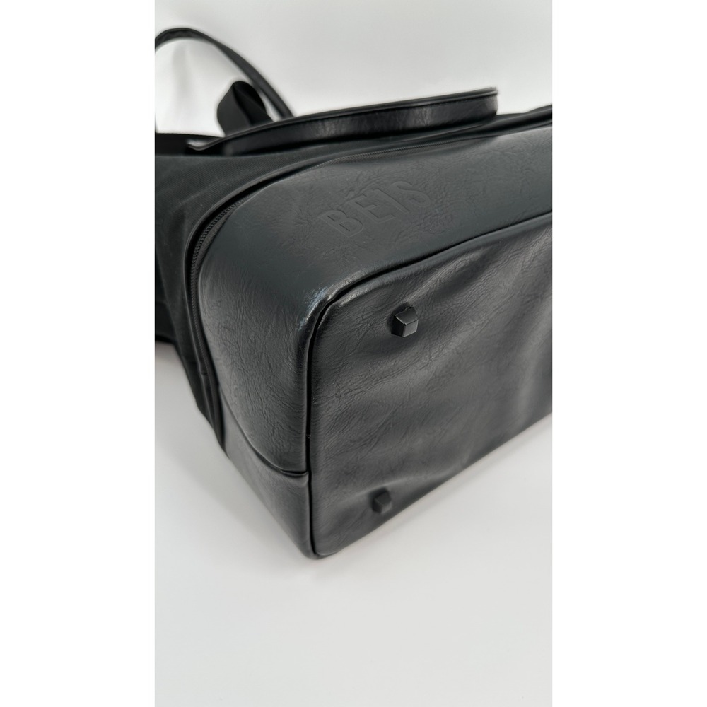 BEIS The Mini Weekender Convertible Bag Black Canvas Vegan Leather Travel Tote - Picture 7 of 9